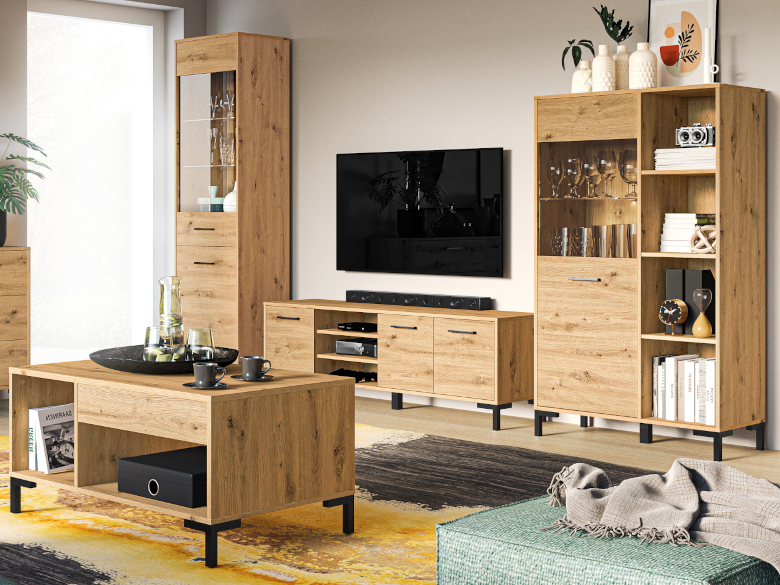 Mobilier de living artizanal din stejar Mevia 2