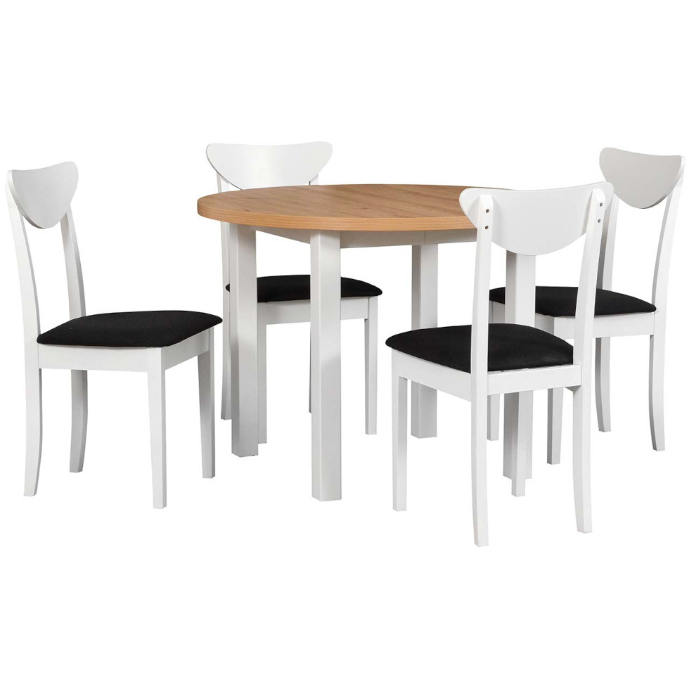 Masă artizanală ds25 laminată albă, scaune dk45 albe 13b