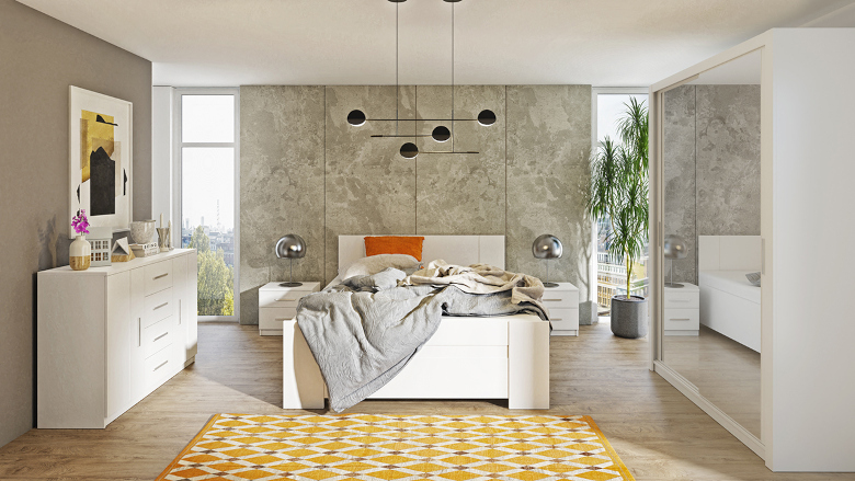 Apartament alb cu 2 dormitoare Boney