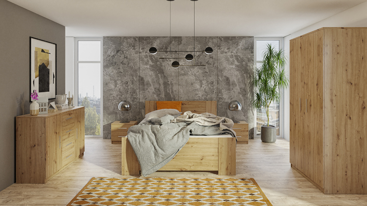 Dormitor artizanal din stejar Boney 7