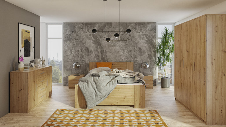 Dormitor artizanal din stejar Boney 8