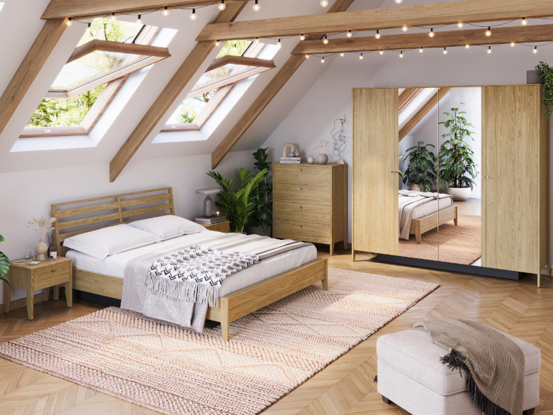 dormitor confortabil 1 stejar uleiat