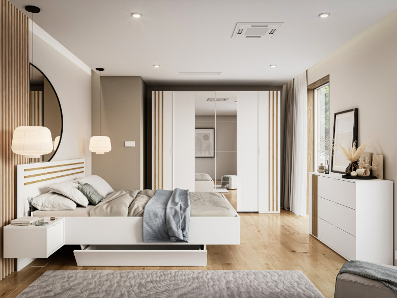 Novoli stejar artizanal alb cu 1 dormitor