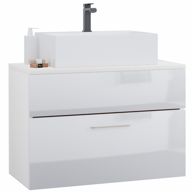 Mobilier lavoar de blat Lupo LP7 Artisan alb lucios cu blat
