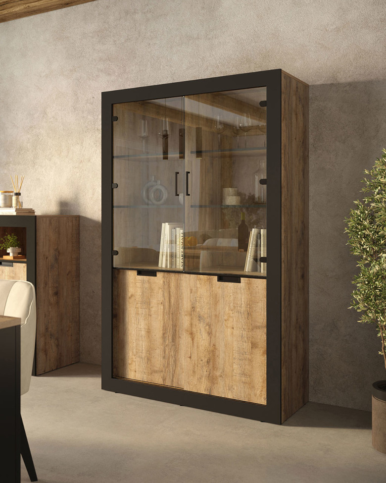 Vitrină Trudo 12 stejar samdal negru