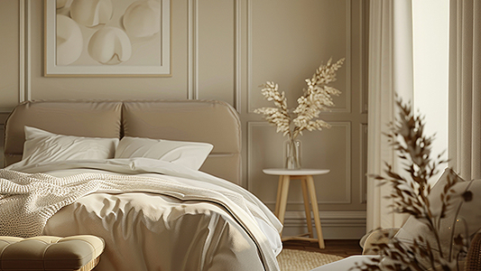 Dormitor bej - amenajări pline de căldură și armonie