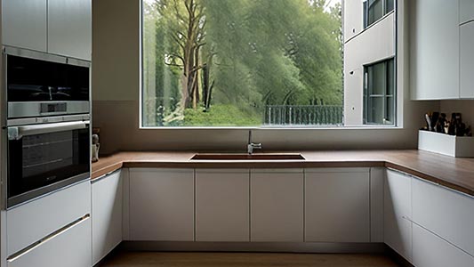 Cum să decorezi o bucătărie mică cu o fereastră în centru? 5 trucuri pentru un interior funcțional