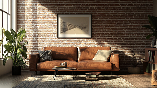 Living cu accent de cărămidă - ce mobilier se va potrivi?