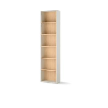 Bibliotecă îngustă cu iluminare șampanie/stejar Vincenza albit WOOW WO05